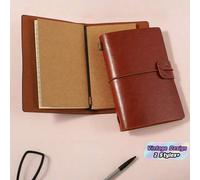 Shein 1 Cuaderno de bolsillo con diseño vintage retro, cierre de banda elástica, tamaño compacto, diario de viaje para escribir, dibujar, planificación diar