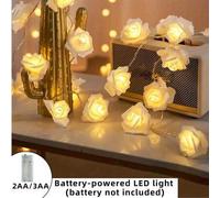Shein 1 Cuerda 1.5/3/6m Luces de Flores de Rosa LED, Blanco Cálido, Adecuado para Boda, Propuesta, Fiesta, Hogar, Jardín, Exterior, Camping, Vacaciones, Nav