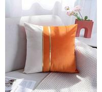 Shein 1 funda de almohada de terciopelo de patchwork naranja con detalles dorado decorativa para sofá, sala de estar y decoración otoñal de 18x18 pulgadas