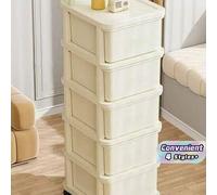 Shein 1 gabinete de almacenamiento de plástico de color crema con ruedas y cajones, inodoro, adecuado para almacenar bocadillos y juguetes.