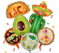 Shein 1 globo de aluminio con forma de taco, cactus y alpaca, adecuado para decoraciones de boda y fiesta de cumpleaños, suministros para fiestas con tema m