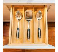Shein 1 Juego de 3 compartimentos Caja de almacenamiento de bambú para cuchillos de cocina, Caja de almacenamiento de palillos, Bandeja organizadora de cubi