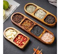 Shein 1 Juego de Bandeja de Servir Dividida de Madera, Incluye 2/3/4 Compartimentos, Adecuada para Aperitivos, Postres, Galletas, Frutas, Verduras y Otros A