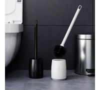 Shein 1 Juego de Cepillo de Inodoro de Plástico con Mango Extendido para Evitar Fugas de Agua al Estar de Pie, Cabezal de Cepillo de Nailon Resistente, Limp