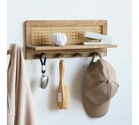 Shein 1 Juego de estante de almacenamiento montado en la pared, perchero para llaves, estante de madera rectangular con decoración de patrón floral tejido,