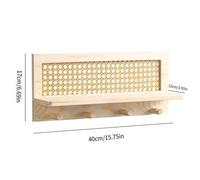 Shein 1 Juego de estantería y soporte para llaves montado en la pared, estantería rectangular de madera con decoración floral de ratán, requiere perforación