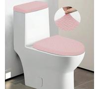 Shein 1 Juego de Funda de Asiento de Inodoro y Tapa de Tanque de Tejido Jacquard de unicolor, Juego de Funda de Asiento de Inodoro Elástica para Baño, Se Aj