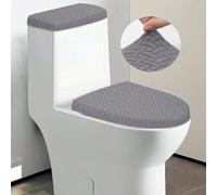 Shein 1 Juego de Funda de Asiento de Inodoro y Tapa del Tanque de Inodoro Tejida en Jacquard de unicolor, Juego de Funda de Asiento de Inodoro Elástica para