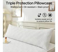 Shein 1 Juego de Fundas de Almohada para Pareja, Protector de Almohada Acolchado Impermeable de 3 Capas, Anti-Saliva, Anti-Manchas de Aceite & Anti-Polvo, E