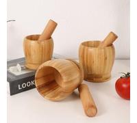Shein 1 Juego de Mortero y Mano de Madera, Bol de Aguacate de Bambú, Mortero de Ajo de Concha, Prensa de Pimienta, Molinillo de Carne, Molinillo, Picadora,