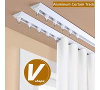 Shein 1 Juego Riel de Cortina de Aleación de Aluminio Ultra Delgado Invisible en Forma de V - Riel de Cortina Ajustable para Techo o Montado en Pared, Riel