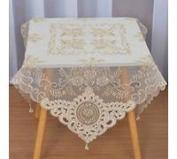 Shein 1 Mantel de mesa con bordado de cuerda, tapete de mesa, tapetes individuales, 1 par de servilletas (2 piezas por bolsa), con patrones hechos a mano co