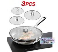 Shein 1 o 3 piezas Tapa antisalpicaduras de acero inoxidable, ideal para sartenes de cocina; cuenta con un pomo plegable, evita las salpicaduras de aceite,