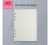 Shein 1 paquete de 80 hojas/160 páginas de papel de cuaderno de recambio (cuadriculado/cuadrado), papel de rayas punteado de color crema de 100 g de grosor,