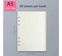 Shein 1 paquete de 80 hojas/160 páginas de papel de cuaderno en blanco rellenable, papel punteado de color crema de 100g de grosor, disponible en A6 (6 aguj