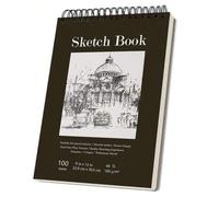 Shein 1 Paquete de Cuaderno de Bocetos, Bloc de Notas con Espiral Superior, 100 Hojas (68lb/100gsm), Papel de Dibujo Artístico Libre de Ácido para Estudiant