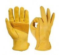 Shein 1 par de guantes de trabajo de cuero de vaca de alta calidad, guantes de resistentes y antideslizantes adecuados para jardinería/construcción/soldadur