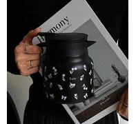 Shein 1 pieza/1 set Jarra de café/té de acero inoxidable de doble pared aislada de 800ml con diseño de tulipán púrpura y lazo, adecuada para oficina, restau
