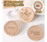 Shein 1 pieza/10 piezas/30 piezas Abrebotellas Magnético de Madera Personalizado, Imán de Nevera Personalizable para Recuerdo de Boda, Recuerdo de Madera Gr