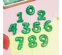 Shein 1 pieza/10 piezas Velas de cera verdes con números del 0 al 9 de dinosaurios verdes, velas de cumpleaños, decoración de dinosaurios de dibujos animado