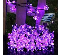 Shein 1 pieza 16ft/22.96ft Luces en cadena solares con iluminación LED en forma de flores de cerezo, luces de hadas moradas para decoración interior/exterio