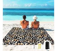 Shein 1 pieza 185*235CM Manta de playa impermeable y antiarena con estampado geométrico de leopardo, adecuada para 2-3 personas, ligera, delgada y duradera