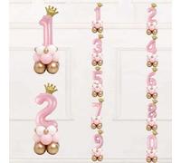 Shein 1 pieza/19 piezas Globo de número de 40 pulgadas de lámina de 0 a 9 para decoración de fiesta de cumpleaños de 0 a 9 años, color rosa, Navidad