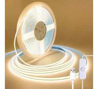 Shein 1 pieza 1m/2m/3m/4m/5m Tira de luz LED blanco cálido con interruptor, cinta LED regulable para iluminación de mesita de noche, dormitorio, escalera, e