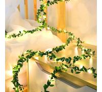 Shein 1 pieza 2/3/5m 20/30/50 LED Luces de hadas de alambre de cobre con hojas verdes, corona de flores artificiales DIY, a pilas, decoración de fiesta de b