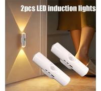 Shein 1 pieza/2 piezas/4 piezas Luz con sensor de movimiento LED, Luz LED con sensor de movimiento para escalones, Luz de pared LED de 3 colores, Luz noctur
