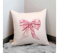 Shein 1 pieza/2 piezas 45*45cm/50*50cm Funda de almohada de poliéster con estampado de lazo rosa simple, funda de cojín para decoración del hogar, sofá, dor