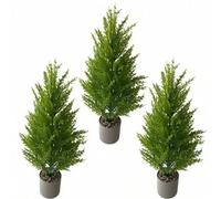 Shein 1 pieza/2 piezas Árbol de Navidad de pino artificial mini decorativo, planta de interior en maceta, follaje artificial, adecuado para Navidad, Día de