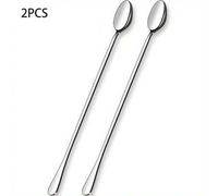 Shein 1 pieza/2 piezas Cuchara de agitación de acero inoxidable con mango largo - 29.7cm/11.7in, Cuchara para helado, Bebida profesional, Cuchara para agita