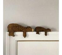 Shein 1 pieza/2 piezas Decoración de tema forestal de madera para la habitación de los niños, arte de pared de madera estilo bohemio, oso durmiente, estante