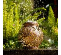 Shein 1 pieza/2 piezas Farol de metal solar con diseño hueco de peonía, luz de proyección resistente al agua para jardín, patio y paisaje exterior, lámpara