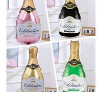 Shein 1 pieza/2 piezas Globo de aluminio con forma de botella de champán, suministros para fiestas, decoración de festivales, artículos para fiestas de cump
