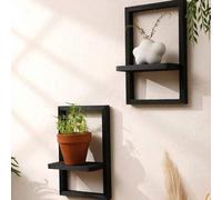 Shein 1 pieza/2 piezas Juego de marcos de cuadros de madera flotantes montados en la pared, estante decorativo de almacenamiento y exhibición montado en la