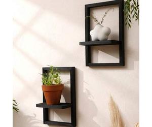 Shein 1 pieza/2 piezas Juego de marcos de cuadros de madera flotantes montados en la pared, estante decorativo de almacenamiento y exhibición montado en la