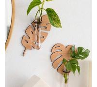 Shein 1 pieza/2 piezas Macetero de pared con forma de hoja, apto para plantas de interior, estación de propagación de plantas de pared, botella de propagaci