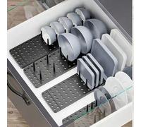 Shein 1 pieza/2 piezas Organizador de cajón multiusos, bandeja divisora ajustable para cocina, platos, tazones y vajilla, rejilla de almacenamiento antidesl