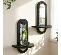 Shein 1 pieza/2 piezas Set Espejo de pared montado en arco DIY, Estantería decorativa de pared moderna colgante, Organizador de tocador minimalista colgante