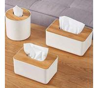 Shein 1 pieza/2 piezas Soporte para caja de pañuelos de bambú, dispensador de servilletas de estilo cajón, simple y multifuncional para el baño, el tocador