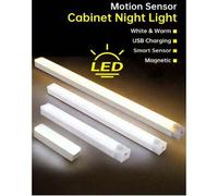 Shein 1 pieza/2 piezas Tira de luz LED con sensor inteligente, instalación magnética, recargable por USB, luz nocturna blanca cálida/blanca, adecuada para c