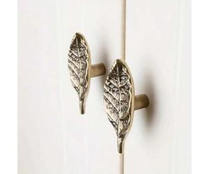 Shein 1 pieza/2 piezas Tiradores de gabinete con hoja de oro vintage, Pomos de muebles de estilo nórdico de un solo orificio, Tiradores decorativos de metal