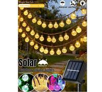Shein 1 pieza 20/50/100 LED Luz de cadena de bola de cristal solar, 8 modos de iluminación, resistente al agua IP65, adecuado para jardín, patio, porche, ba