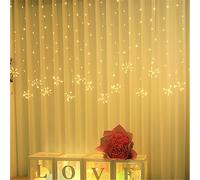 Shein 1 pieza 200 LED 2m*1m Cortina de luces de cadena con flores pequeñas, adecuada para decoración interior, habitación, dormitorio, luces de hadas para t