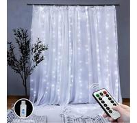 Shein 1 pieza 200 LED 3x2m Luces de cortina USB con control remoto, blanco cálido, 8 modos de alta luminosidad, luces decorativas colgantes, adecuadas para