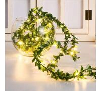 Shein 1 pieza 2m/20 luces, 4m/40 luces, 6m/60 luces, 10m/100 luces Luces de hadas de hojas verdes artificiales, guirnaldas de alambre de cobre con pilas par