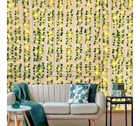 Shein 1 pieza 2M/6.56Ft/5M/16.4Ft/10M/32.8Ft Luces de Cortina LED 3x2 con Guirnalda de Hojas Artificiales, Enredaderas Verdes Realistas, Decoración de Pared
