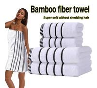 Shein 1 pieza/2pcs/4pcs Toalla de fibra de bambú/Toalla de baño de línea de moda minimalista moderna (Estilo ligero) Sin desprendimiento Alta absorción Ultr
